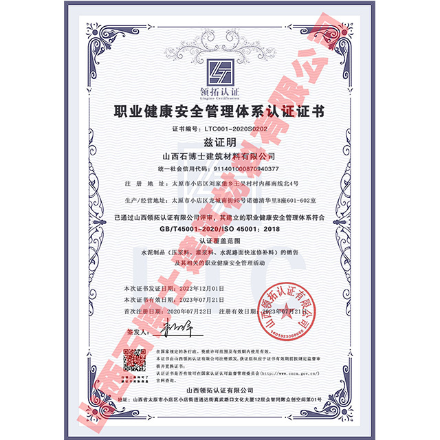 職業(yè)******管理體系認(rèn)證證書(shū)中文